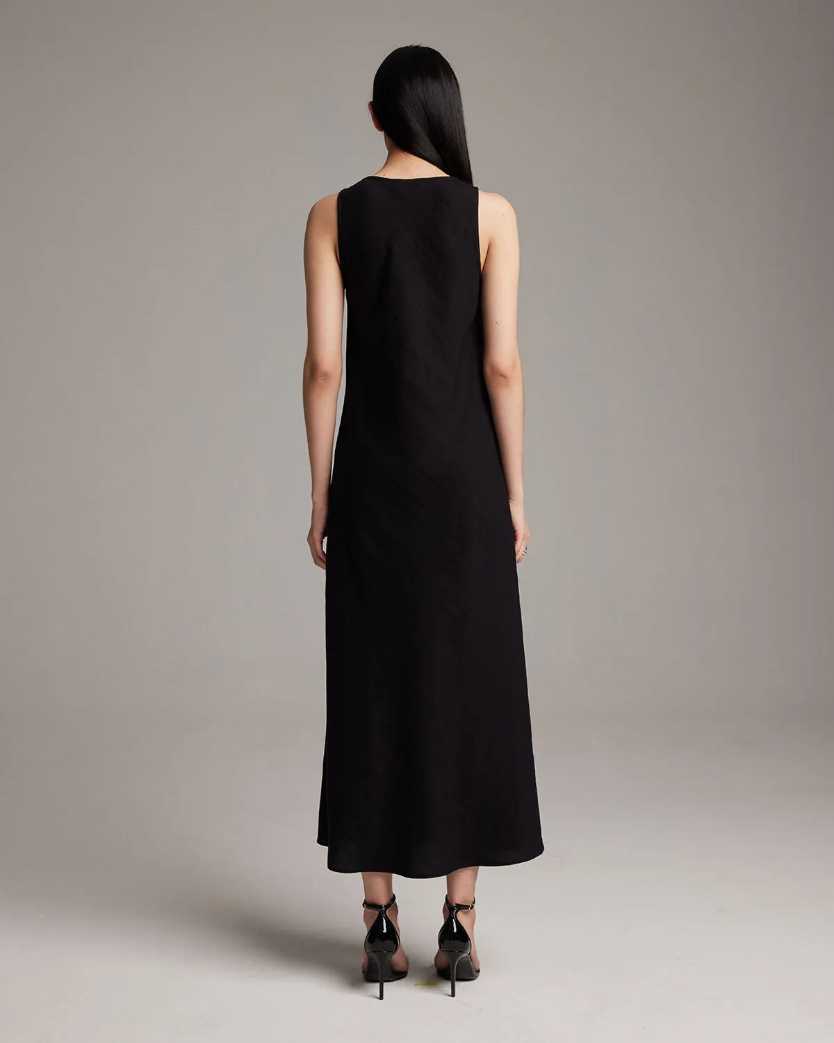 Linen V Neck Dress