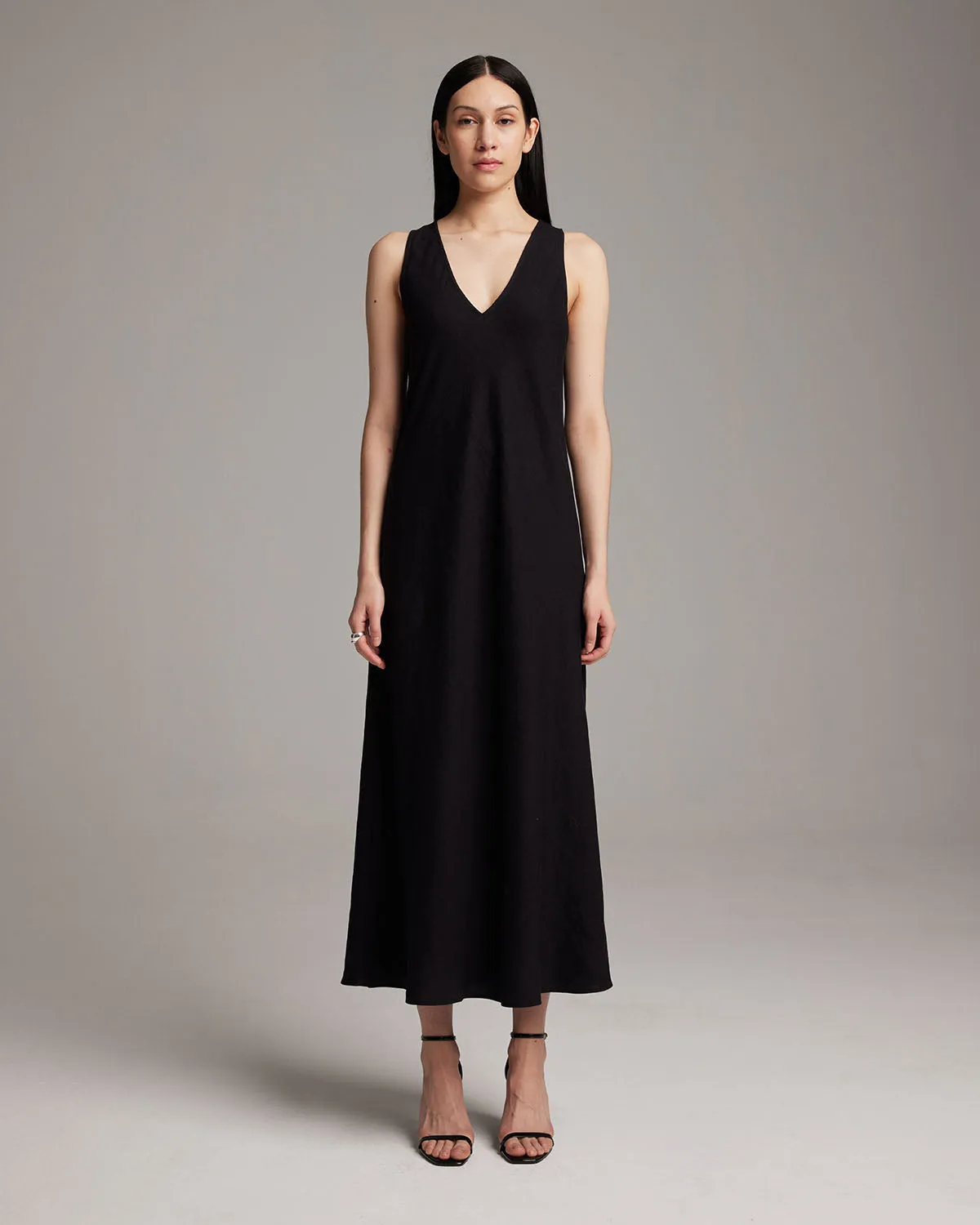 Linen V Neck Dress