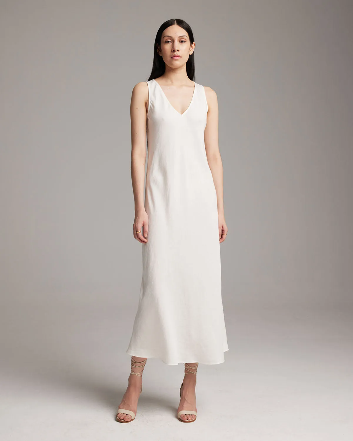 Linen V Neck Dress