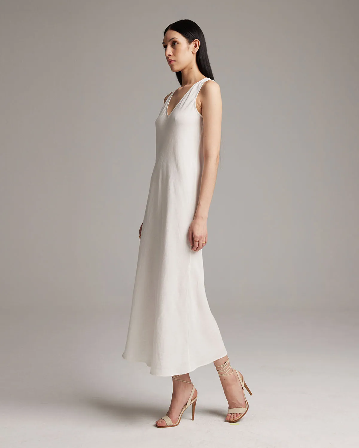 Linen V Neck Dress