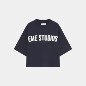 Logo Navy Cropped Boxy Tee