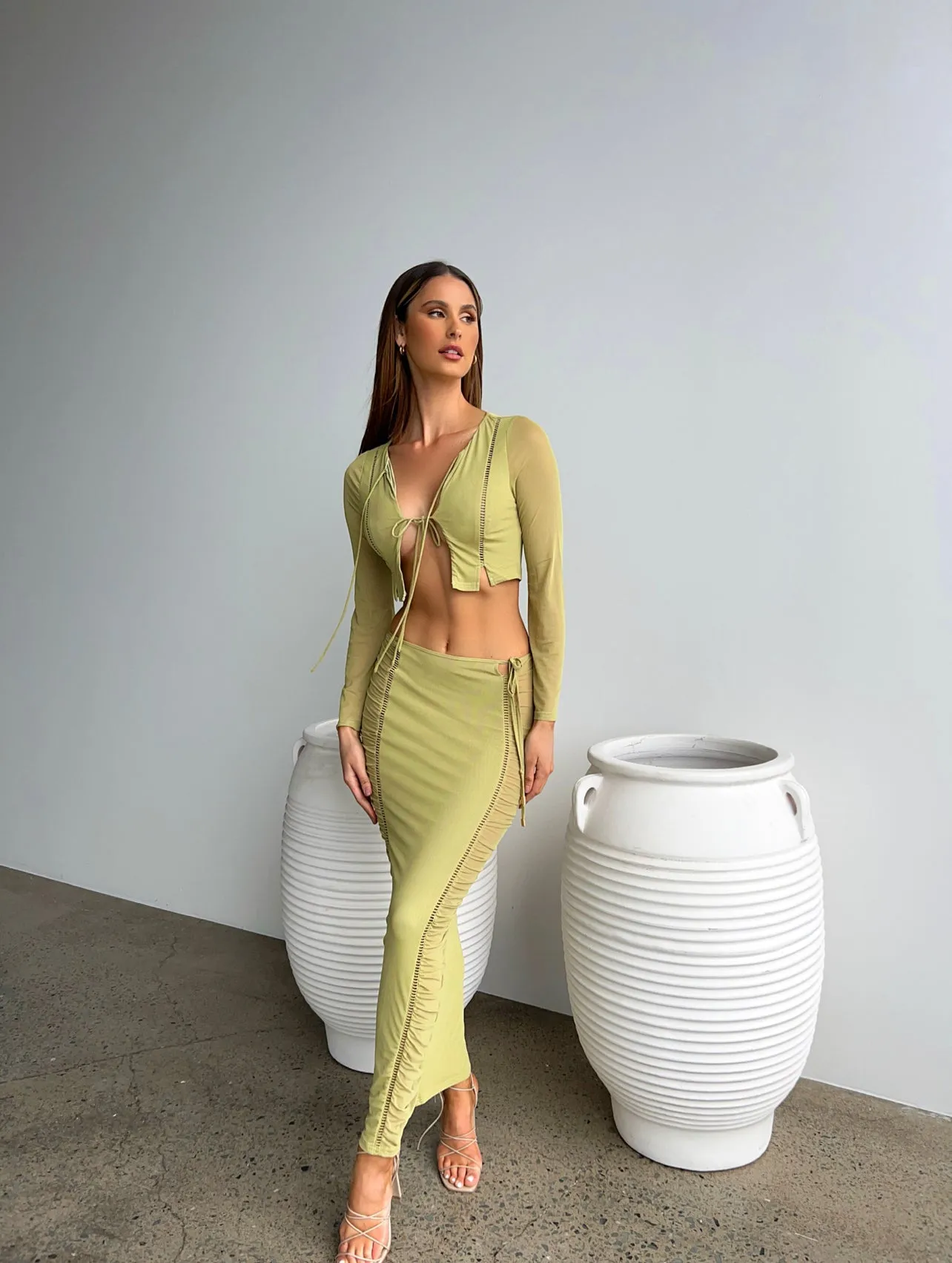 MADDY MAXI SKIRT GREEN - OUTCAST EXCLUSIVES