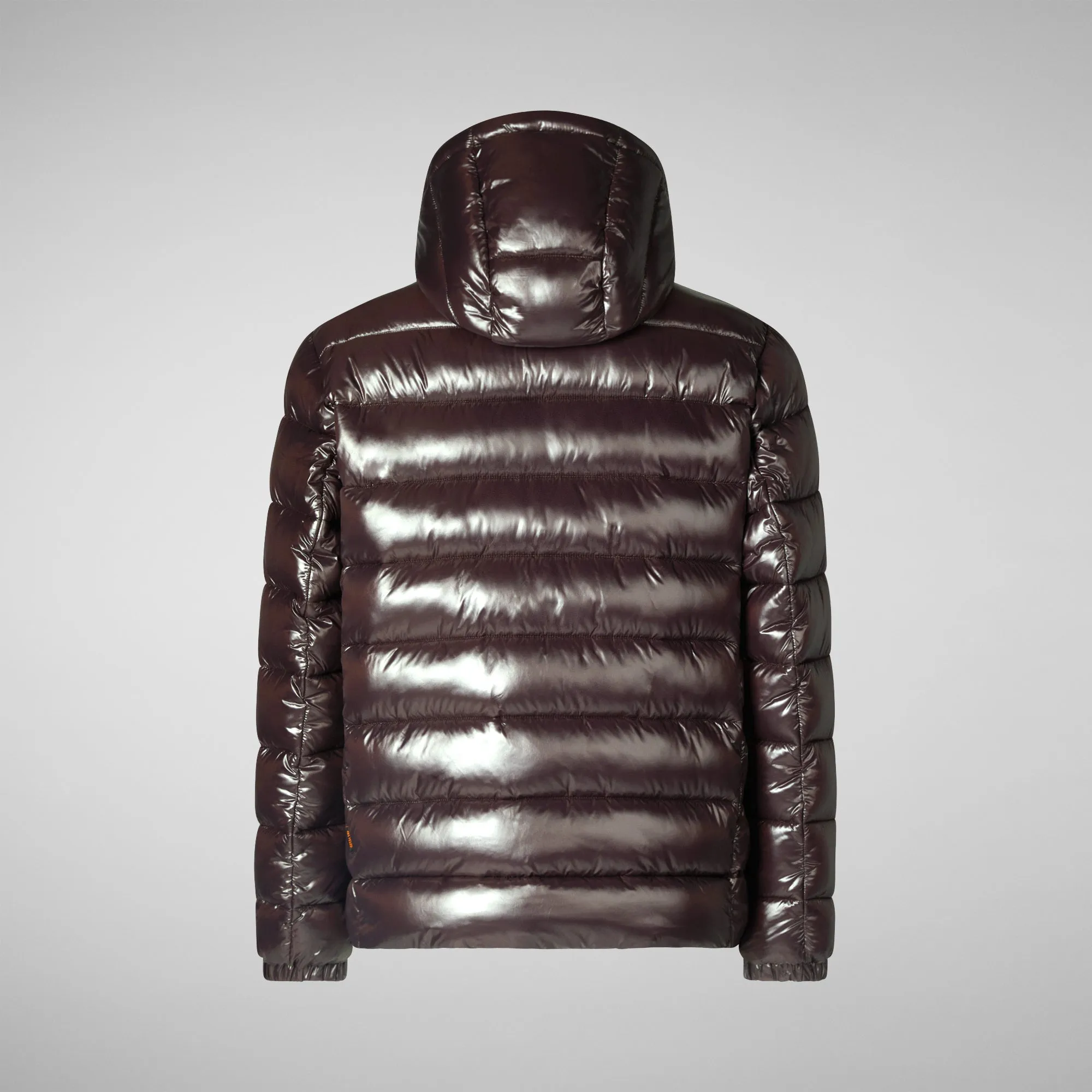Man's animal free hooded puffer jacket Florian in brown black