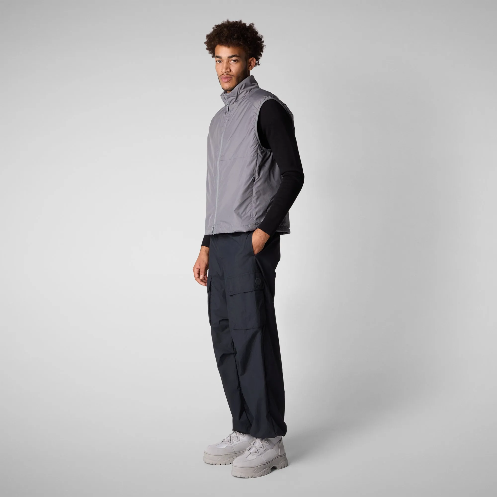 Man's hooded vest Turner in mid grey
