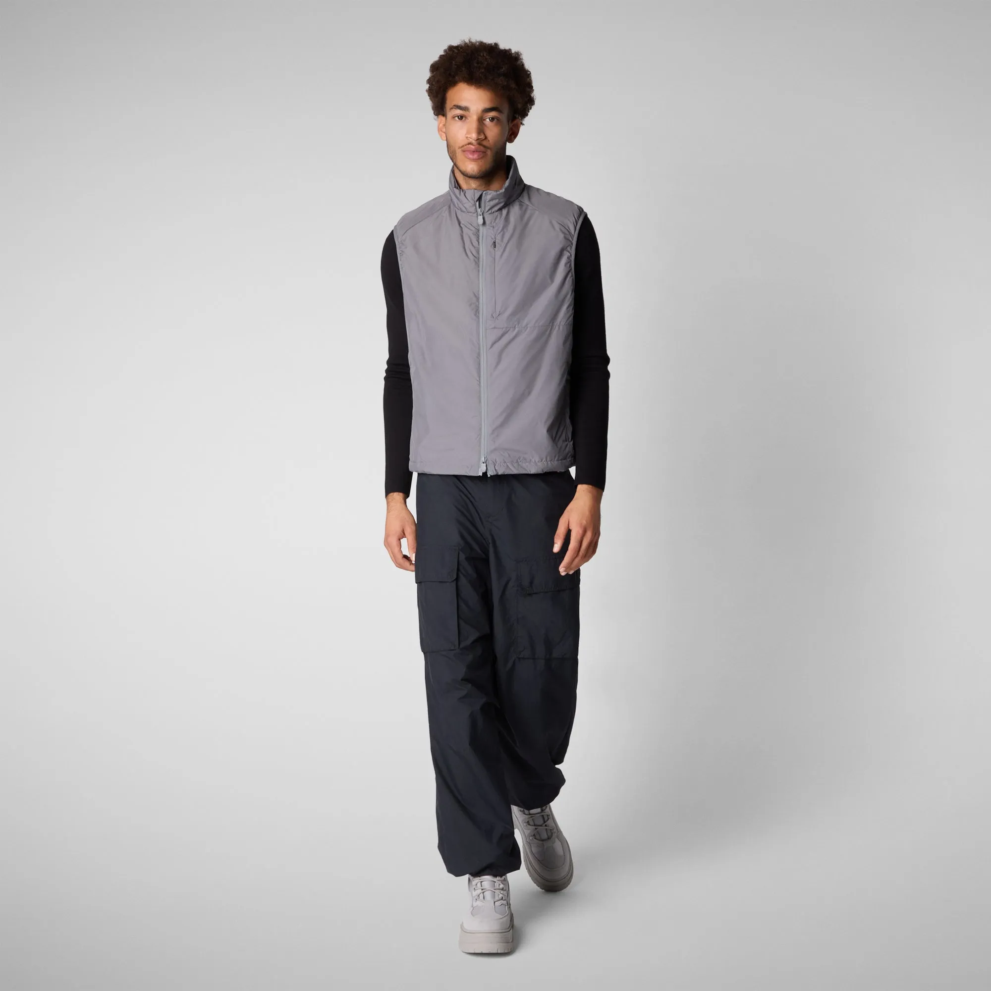 Man's hooded vest Turner in mid grey