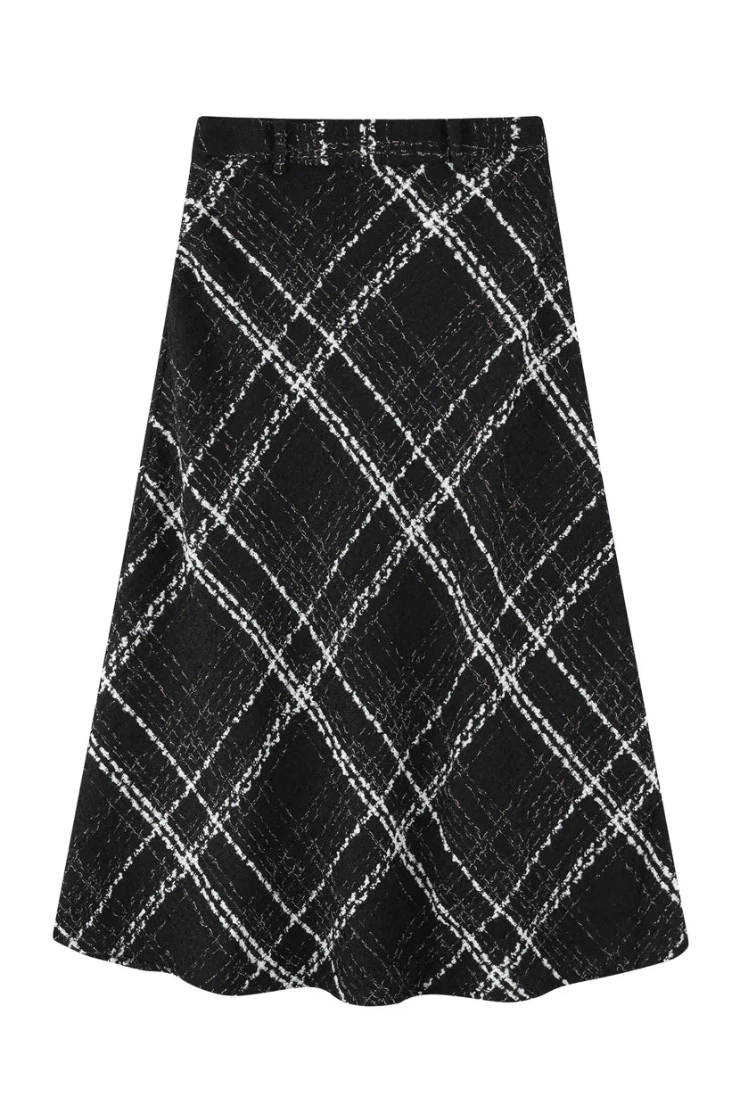Monty Midi Tweed Skirt - Black