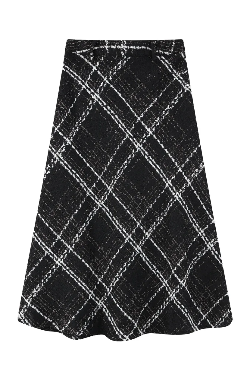 Monty Midi Tweed Skirt - Black