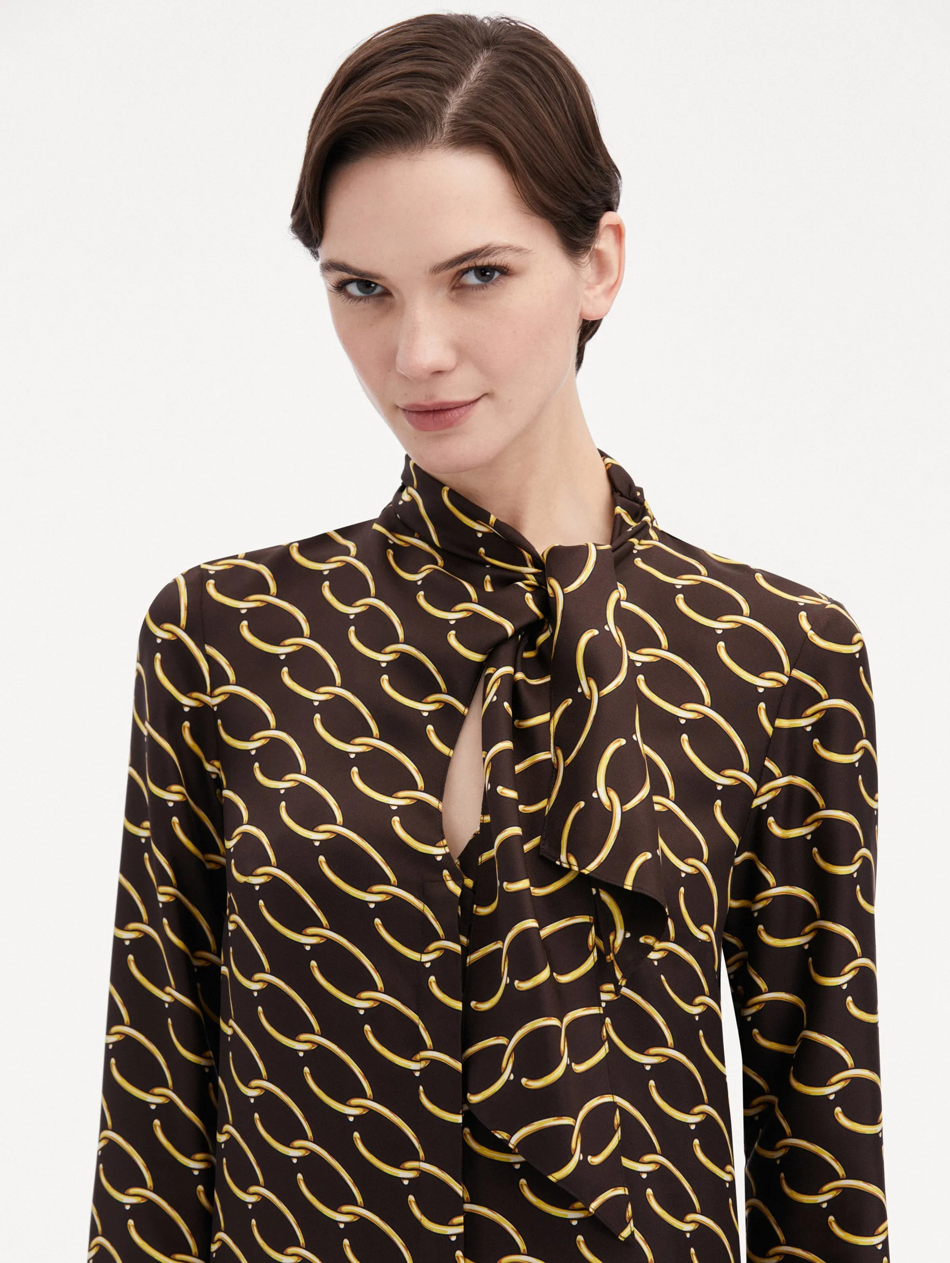 Oscar Chain-Link Silk Twill Tunic