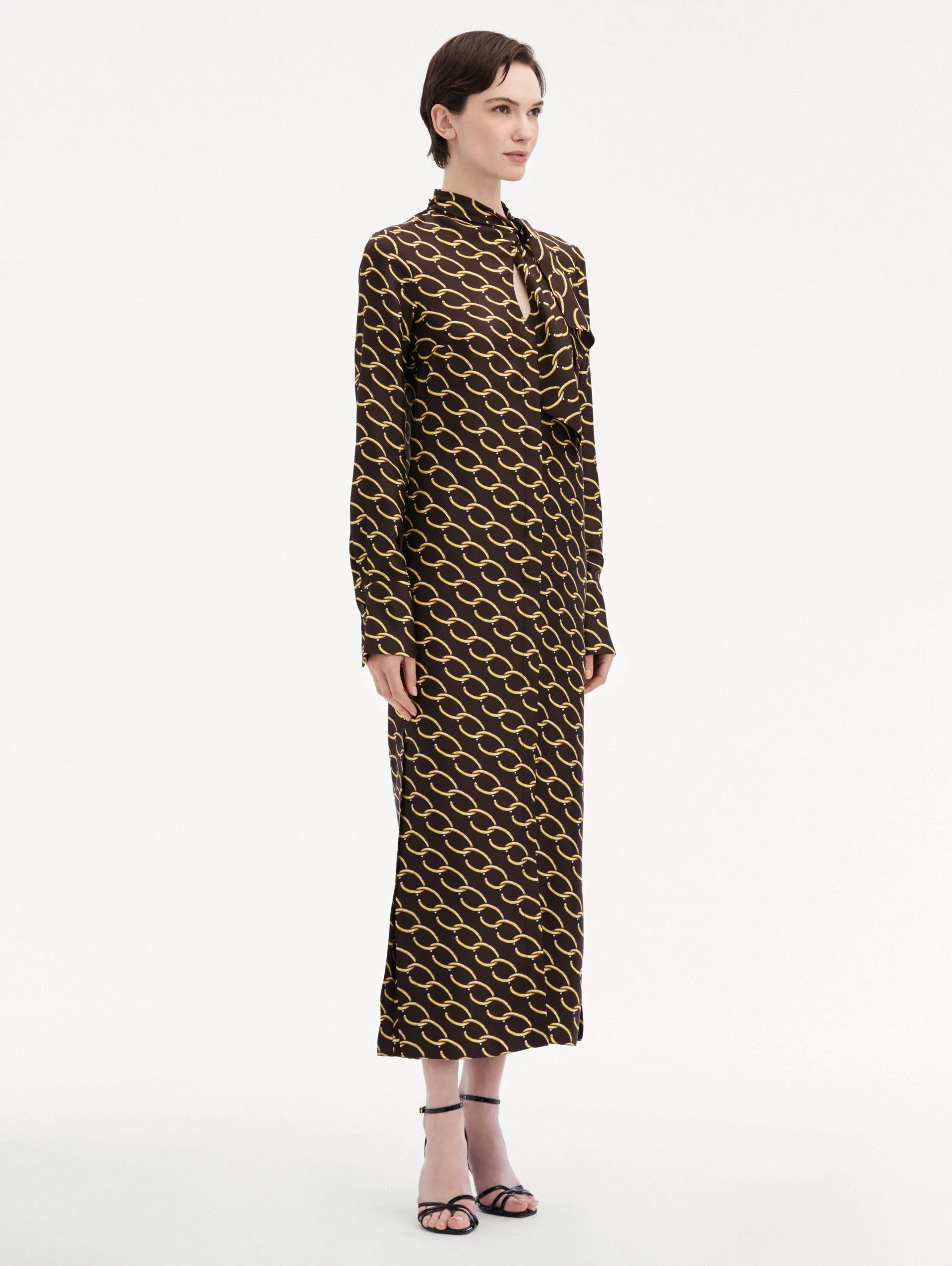 Oscar Chain-Link Silk Twill Tunic