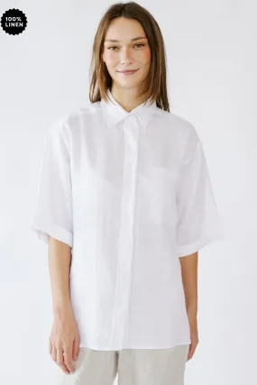 Oversized Linen Shirt in White
