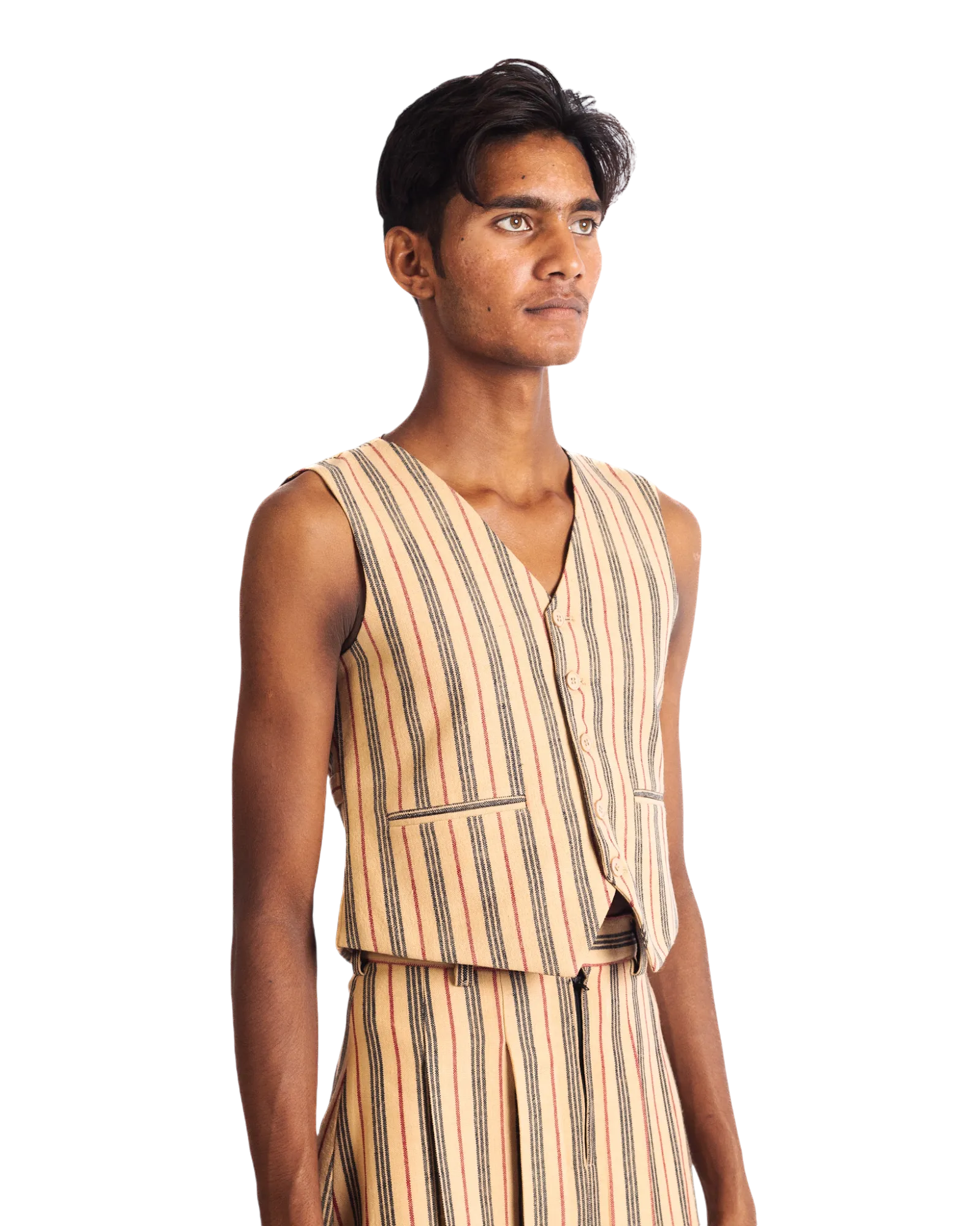 "SUNSET STRIPES" HANDWOVEN VEST