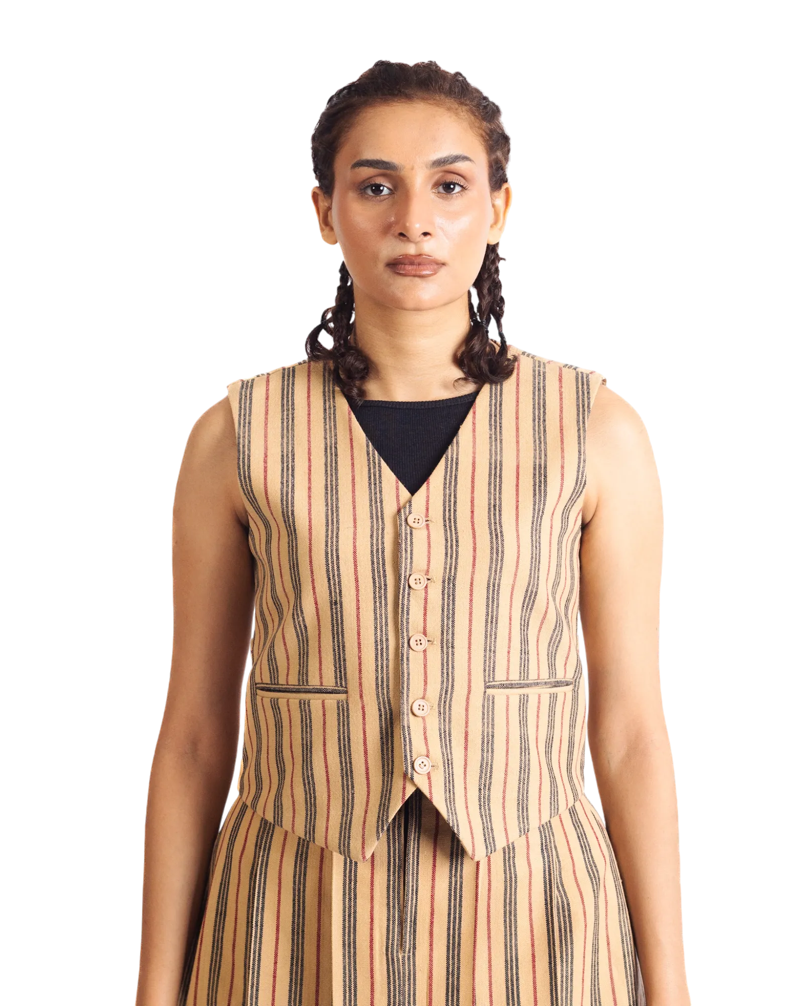 "SUNSET STRIPES" HANDWOVEN VEST