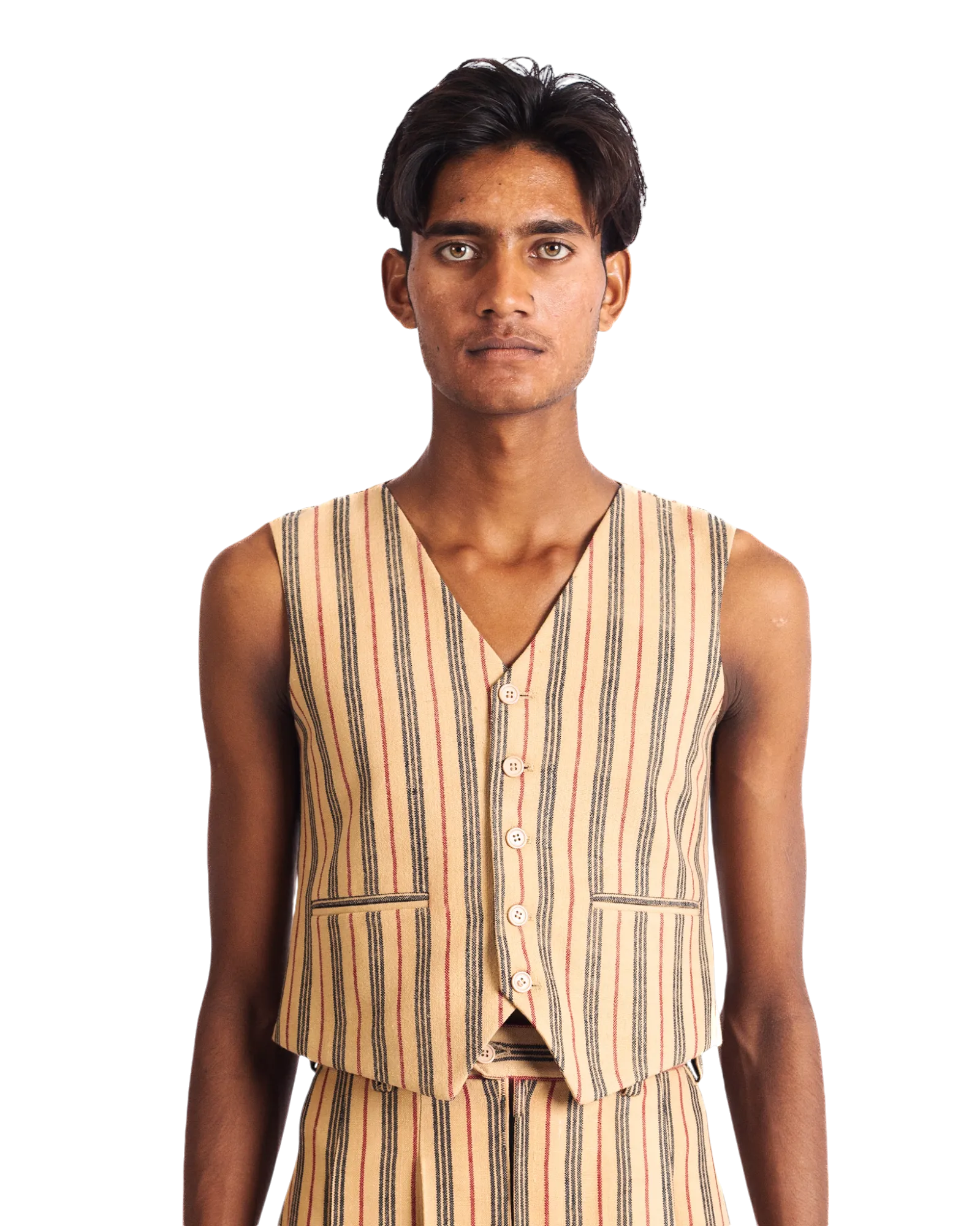 "SUNSET STRIPES" HANDWOVEN VEST