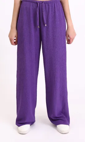 R209210 - Elastic Waist with Drawstring Comfy Pants - Purple