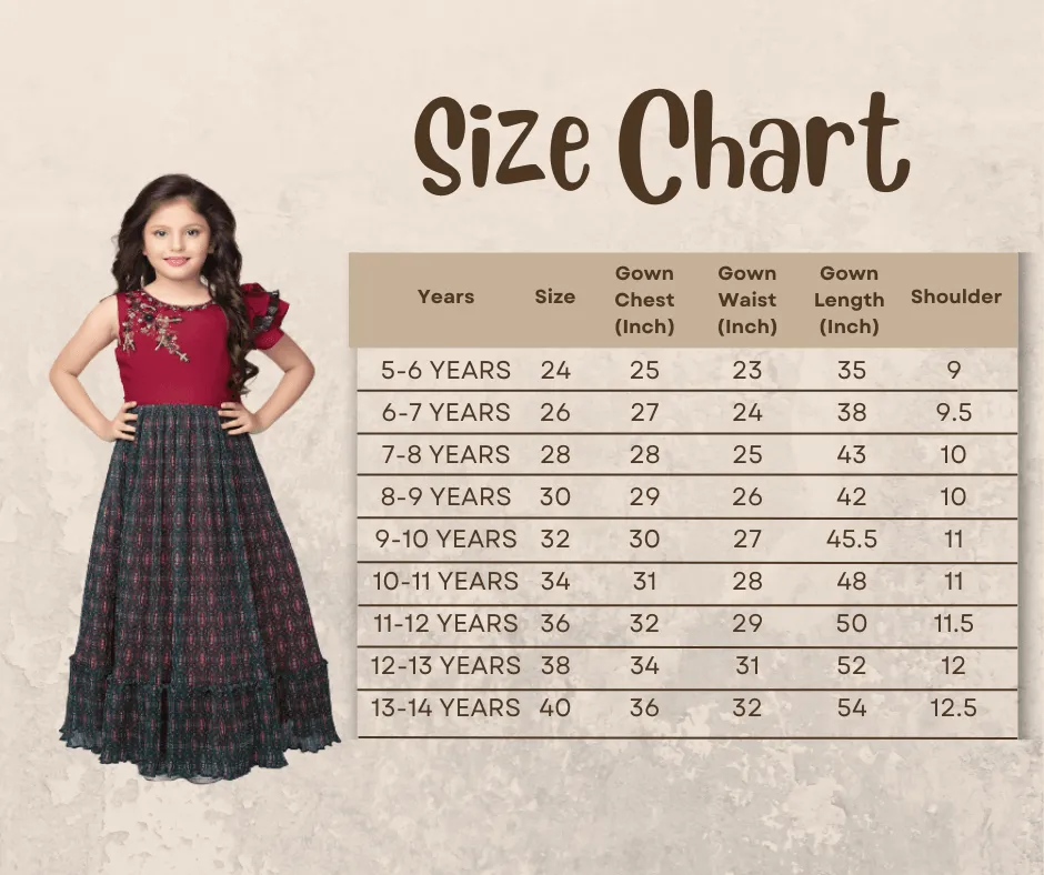 Red Coloured Unique One Side Sleeves Style Ethnic Gown For Girls