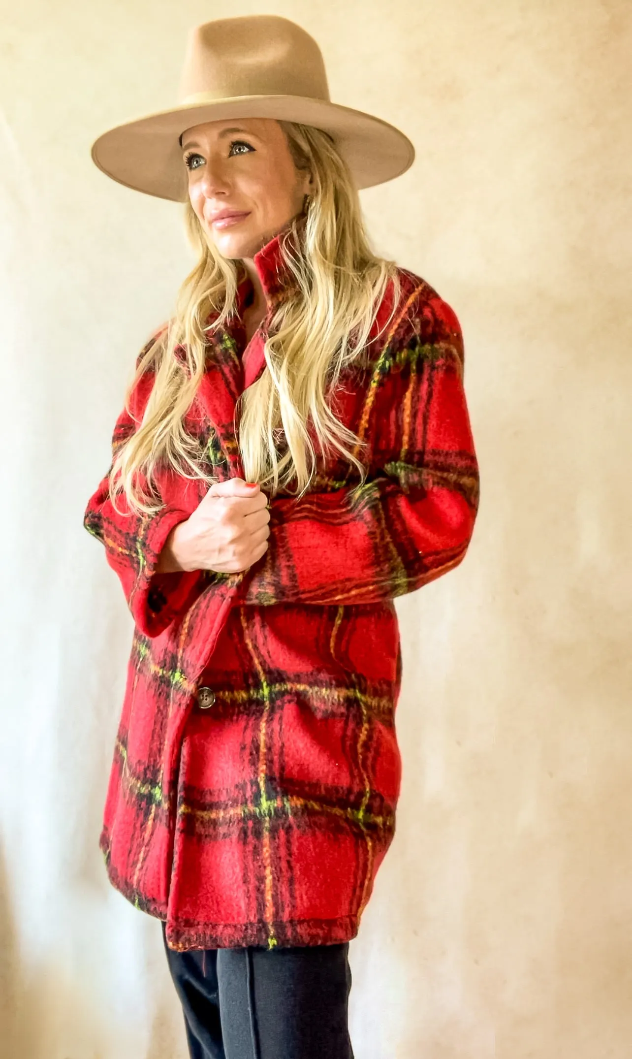 Red Plaid Button down Shacket