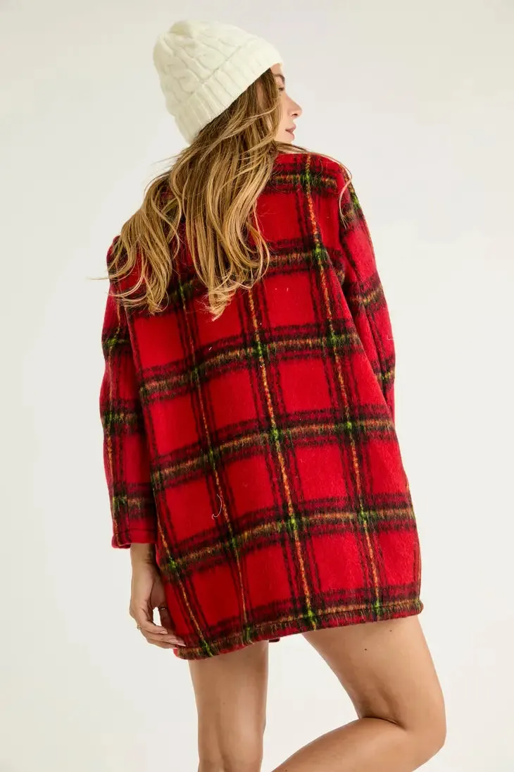 Red Plaid Button down Shacket