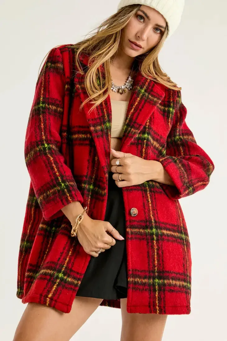 Red Plaid Button down Shacket