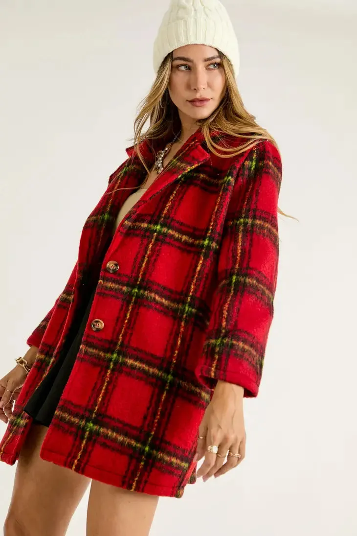 Red Plaid Button down Shacket