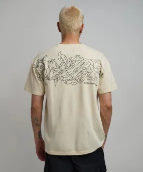 Rose Multi Embroidery Short Sleeve Tee - Cream