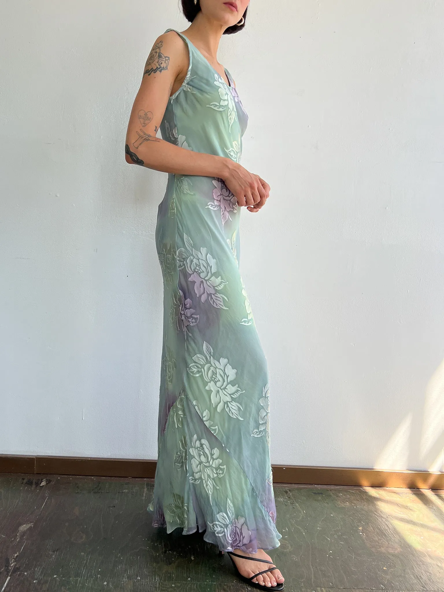 Sage Burnout Silk Roses Maxi (S/M)