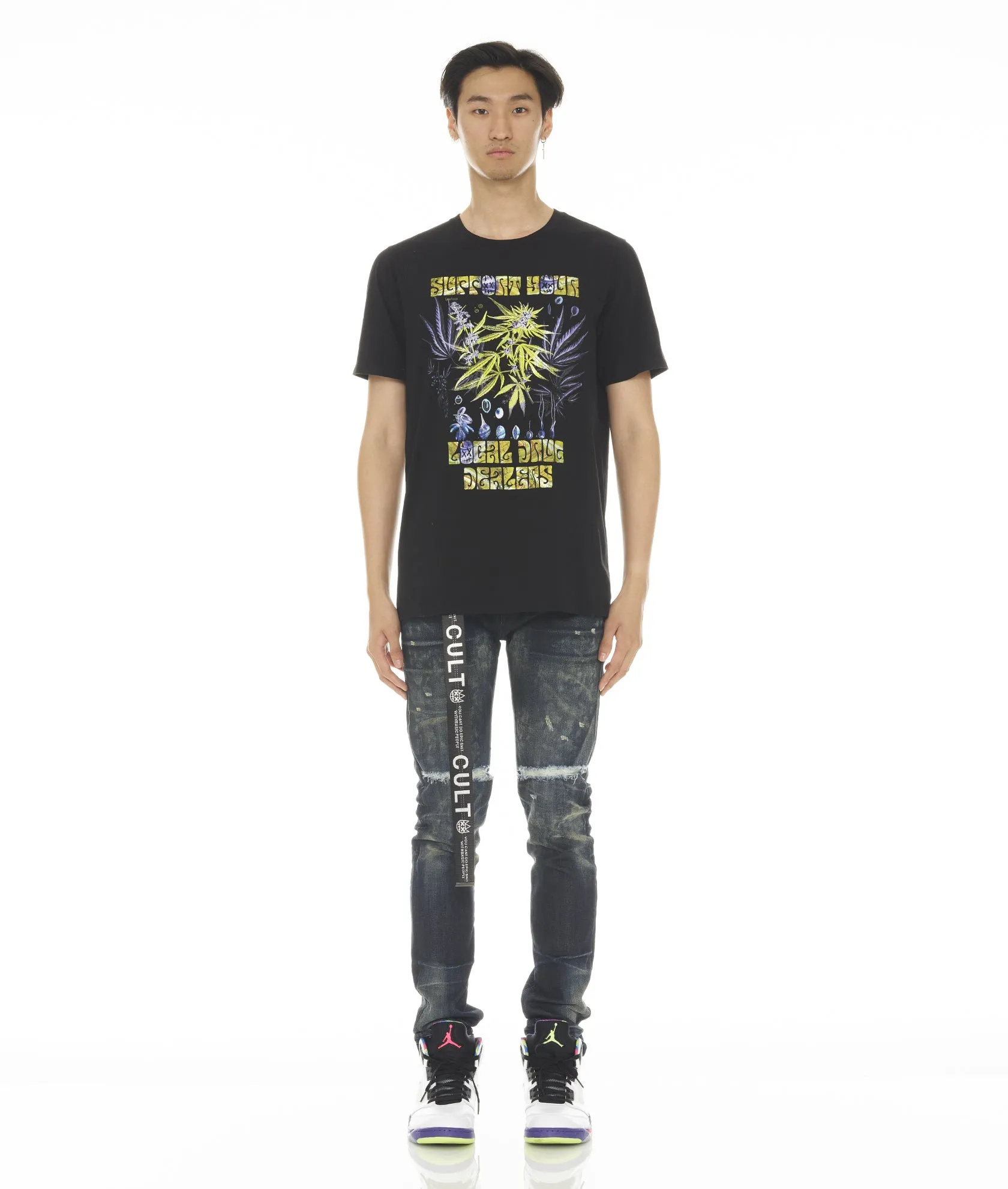 SHORT SLEEVE CREW NECK TEE "LOCAL DEALER" IN BLACK