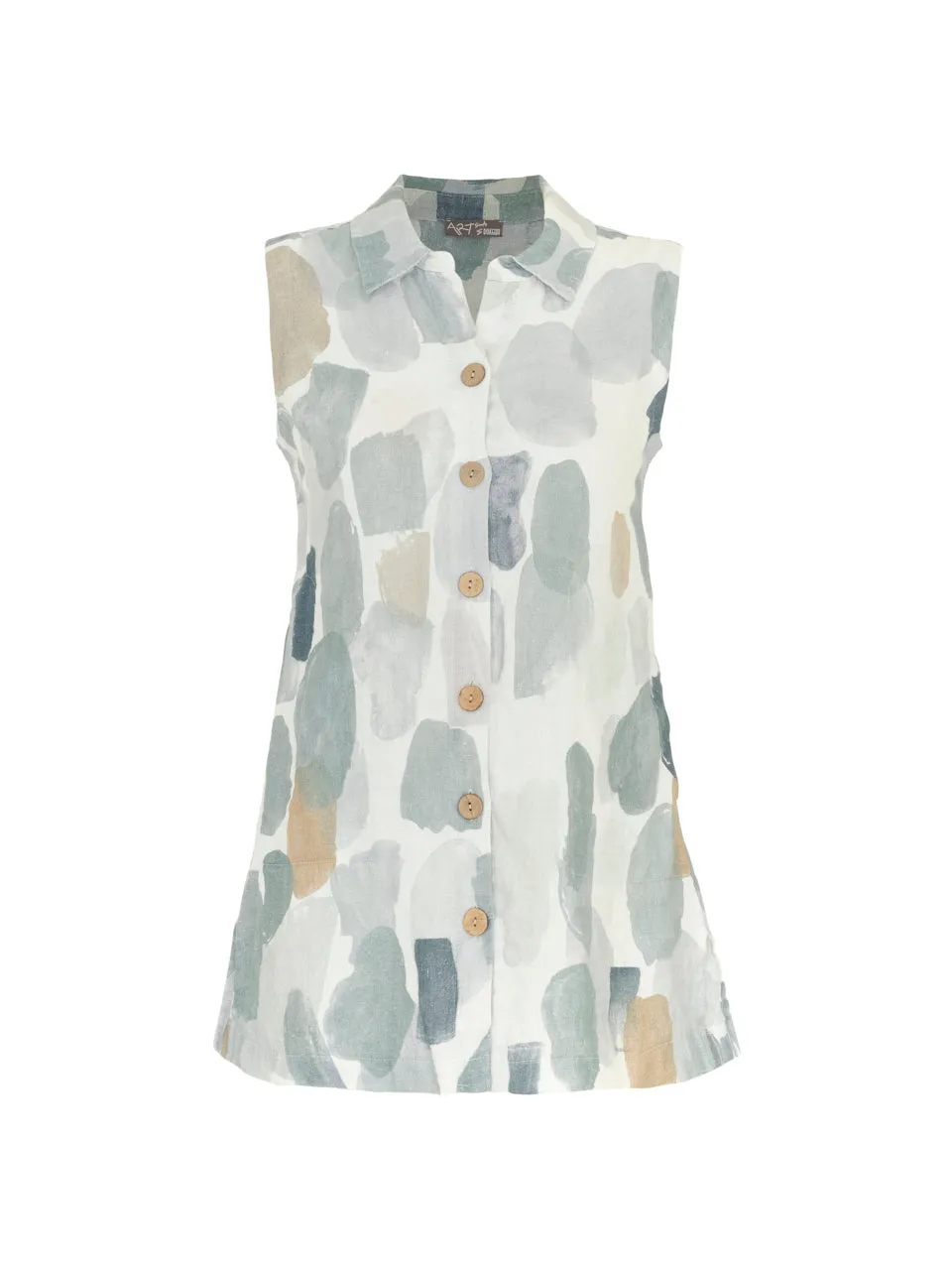 Simply art by Dolcezza - Linen blouse - Off white blue green