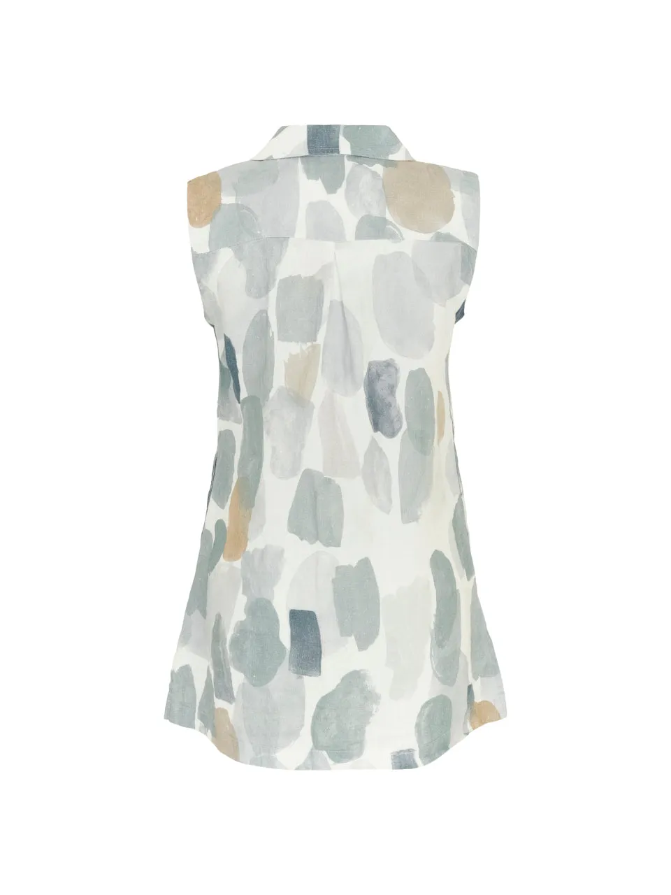Simply art by Dolcezza - Linen blouse - Off white blue green