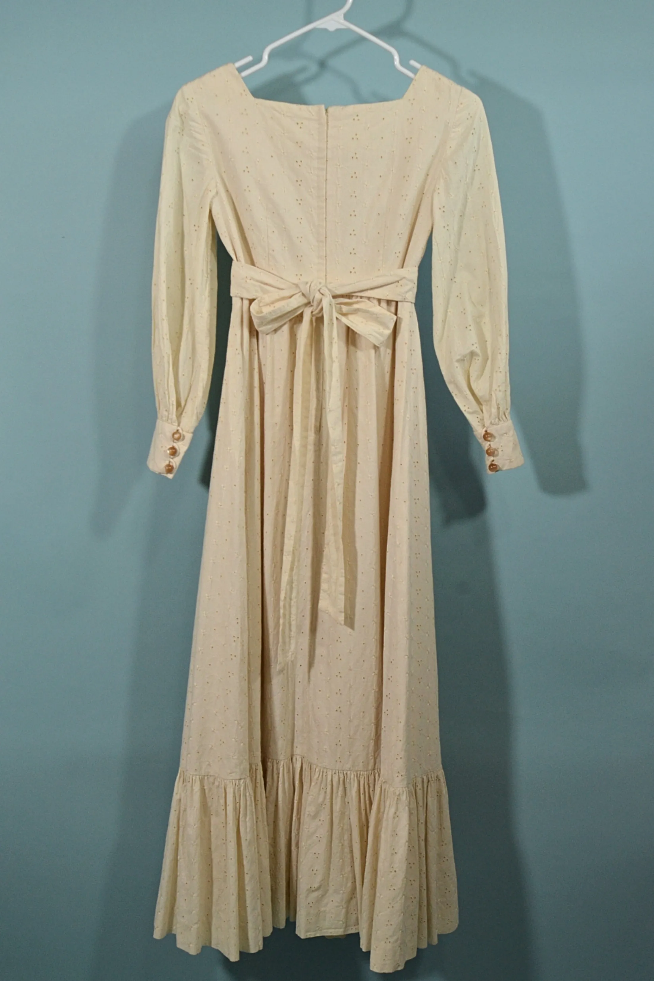 SOLD Vintage Girl's Prairie Eyelet Lace Maxi Dress
