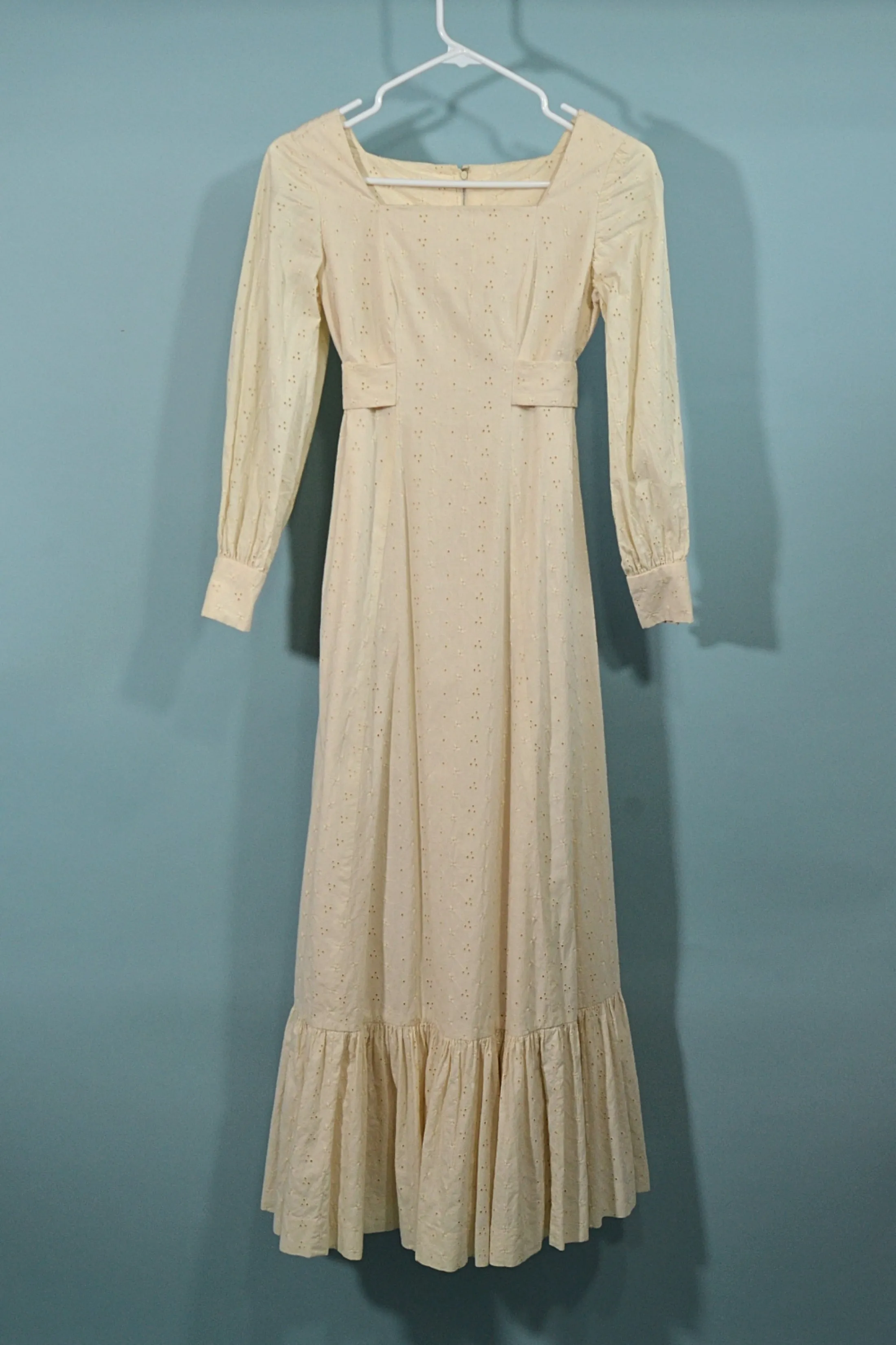 SOLD Vintage Girl's Prairie Eyelet Lace Maxi Dress