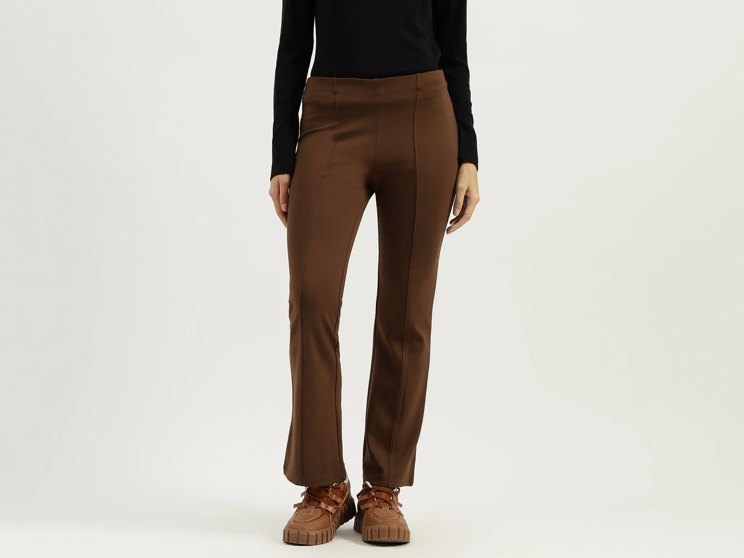 Solid Boot-Leg Fit Trousers
