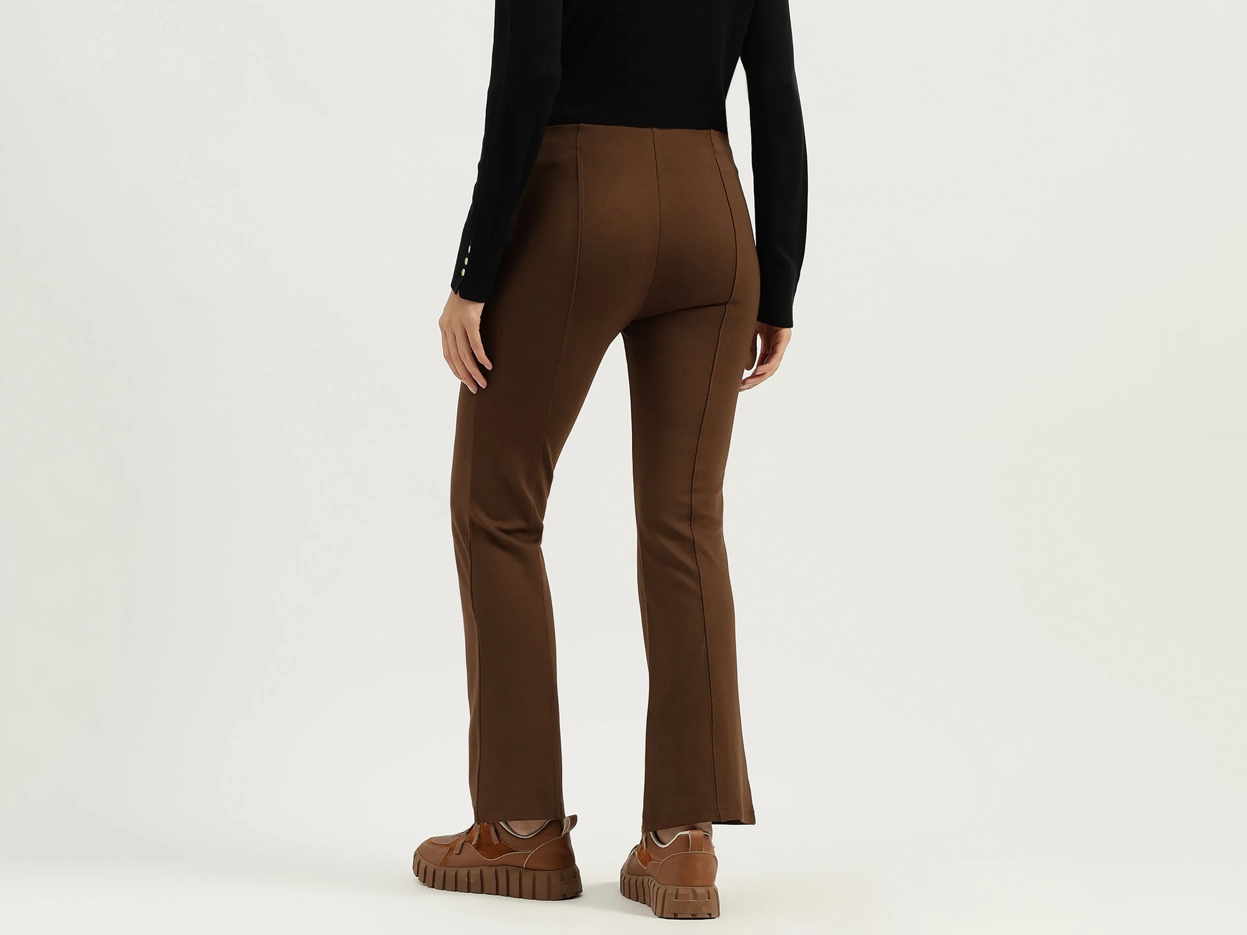 Solid Boot-Leg Fit Trousers