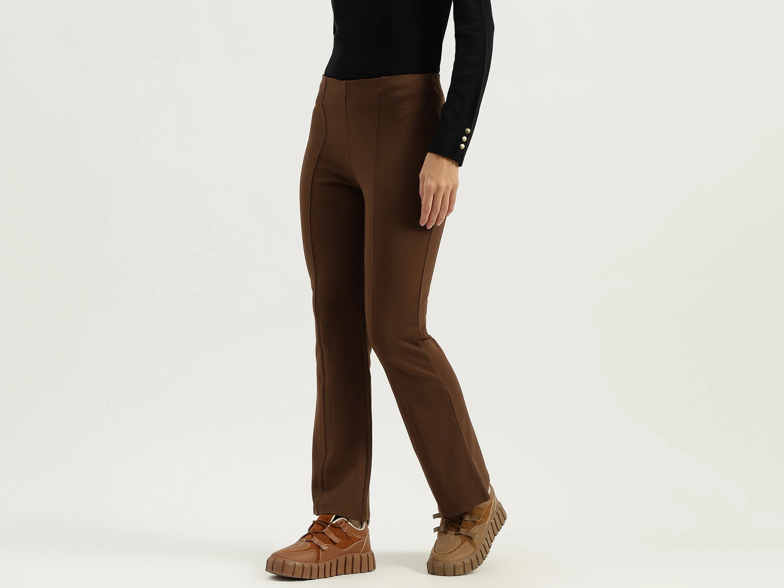 Solid Boot-Leg Fit Trousers