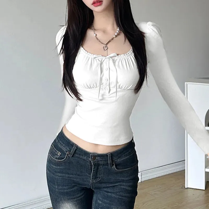SQUARE COLLAR PUFF SLEEVE TOP