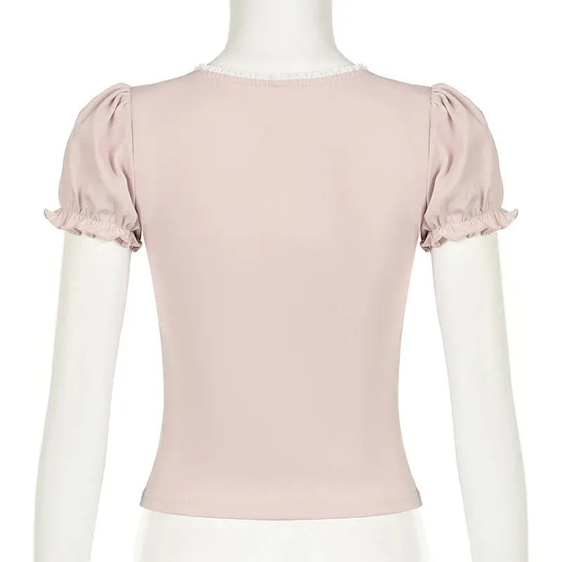 SQUARE COLLAR PUFF SLEEVE TOP