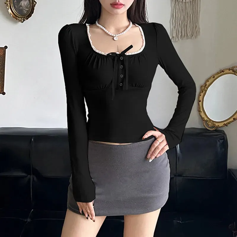SQUARE COLLAR PUFF SLEEVE TOP