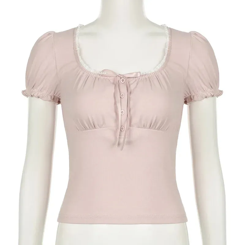 SQUARE COLLAR PUFF SLEEVE TOP