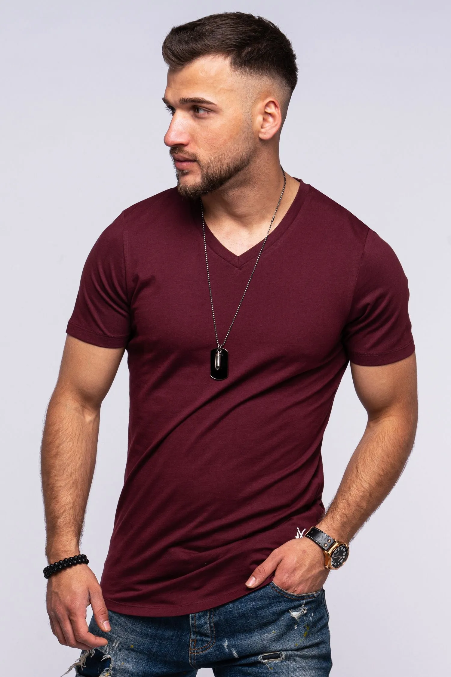 T-Shirt INFINITY V-Neck Weinrot