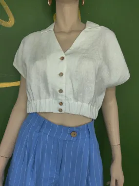 White linen crop top Havasu