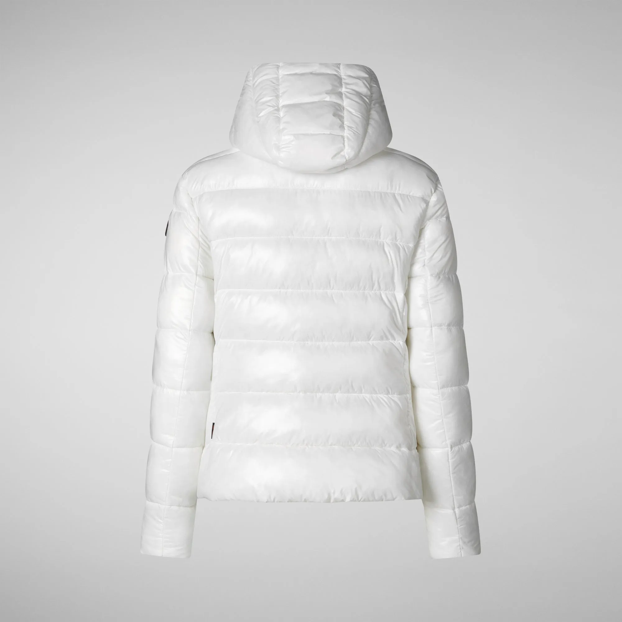 Woman's animal free hooded puffer jacket Cosmary in off white