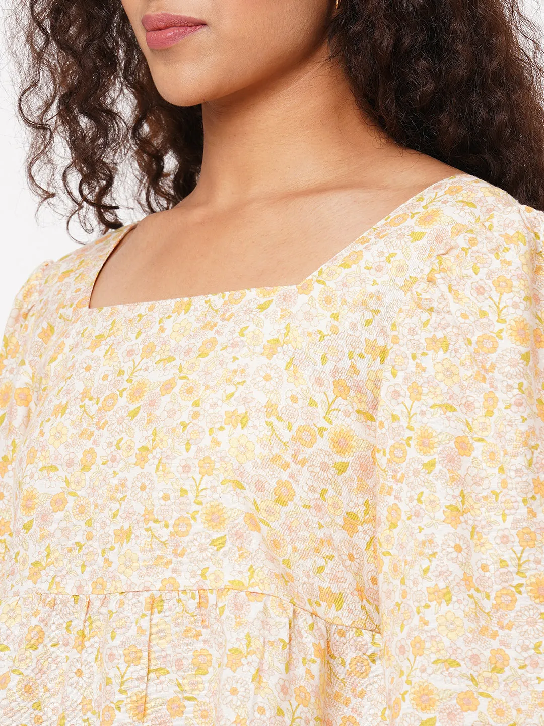 Women's Cream Linen Cotton Regular Fit Blouse