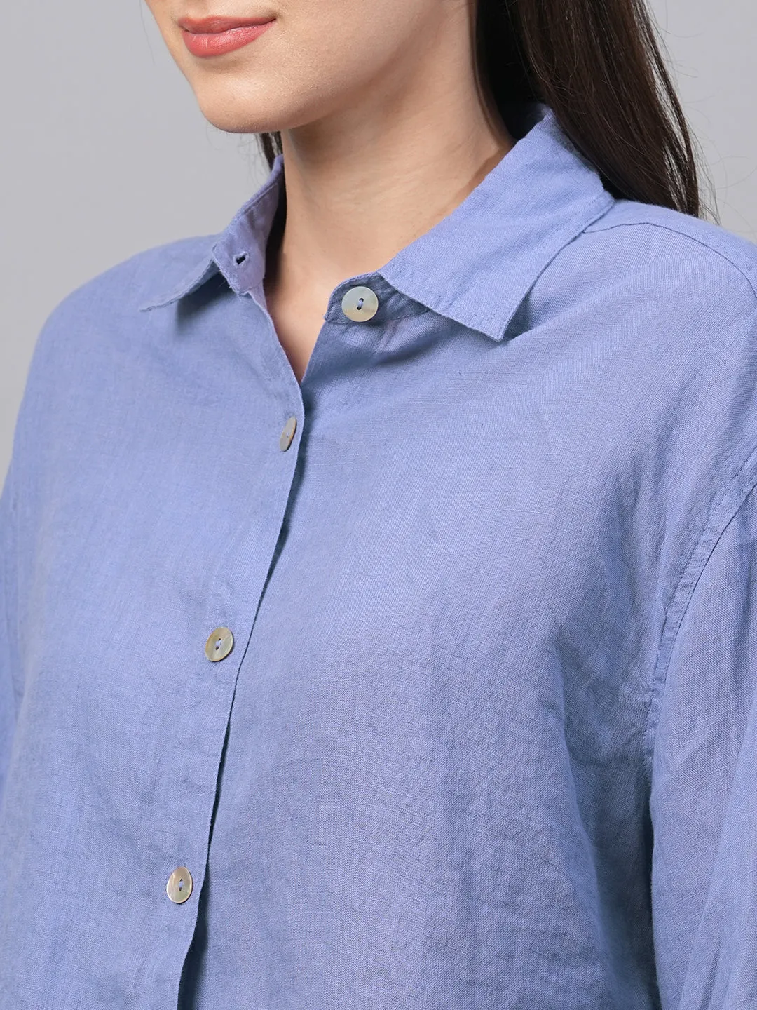 Women's Lilac Linen Boxy Fit Blouse