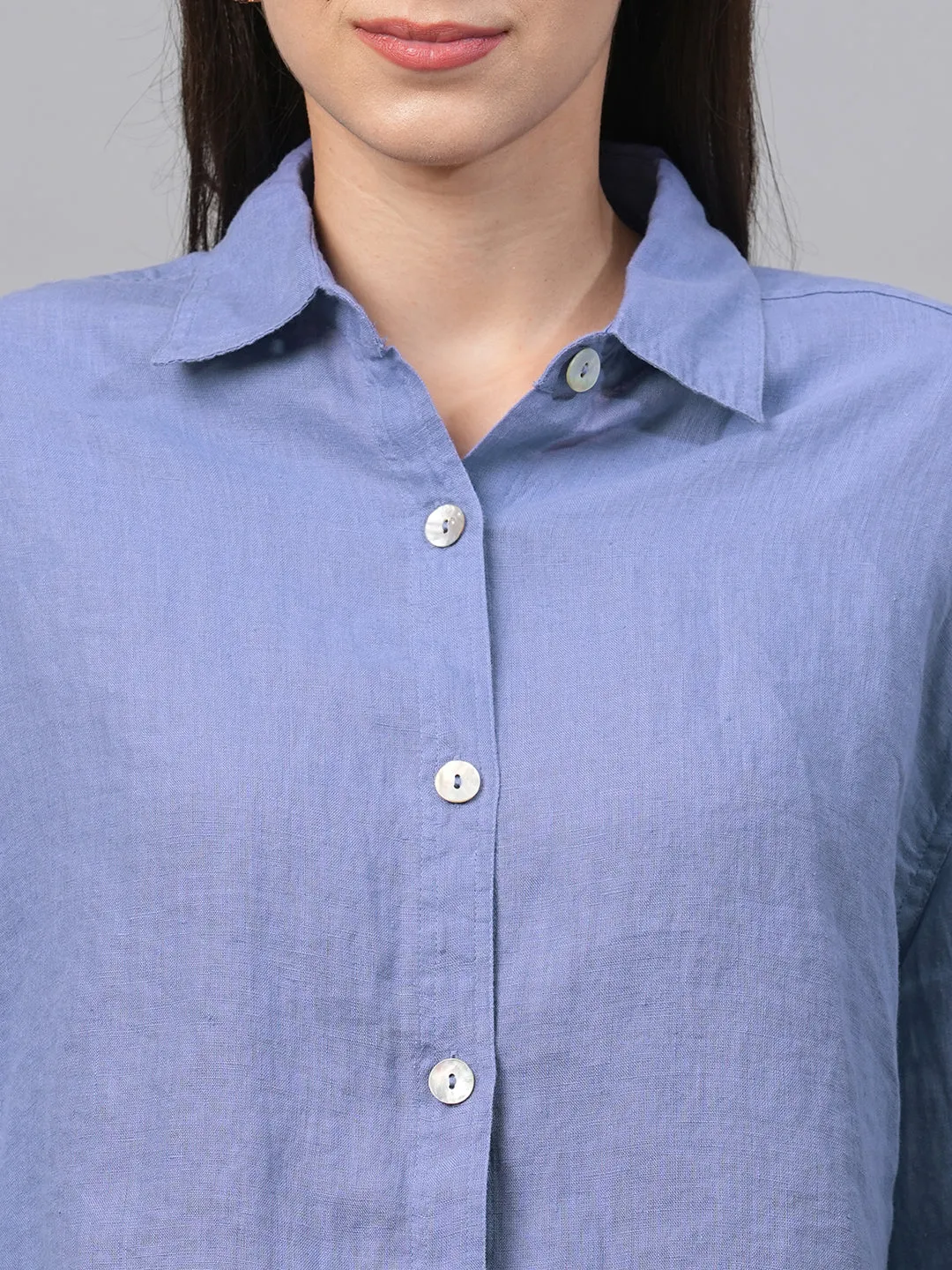 Women's Lilac Linen Boxy Fit Blouse