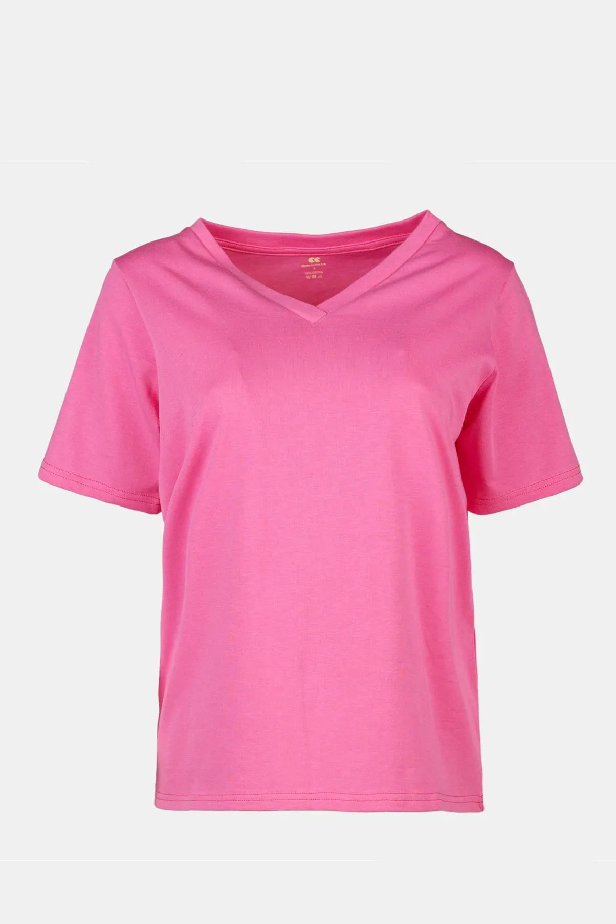 Women's V-Neck T Shirt - Fuchsia Pink