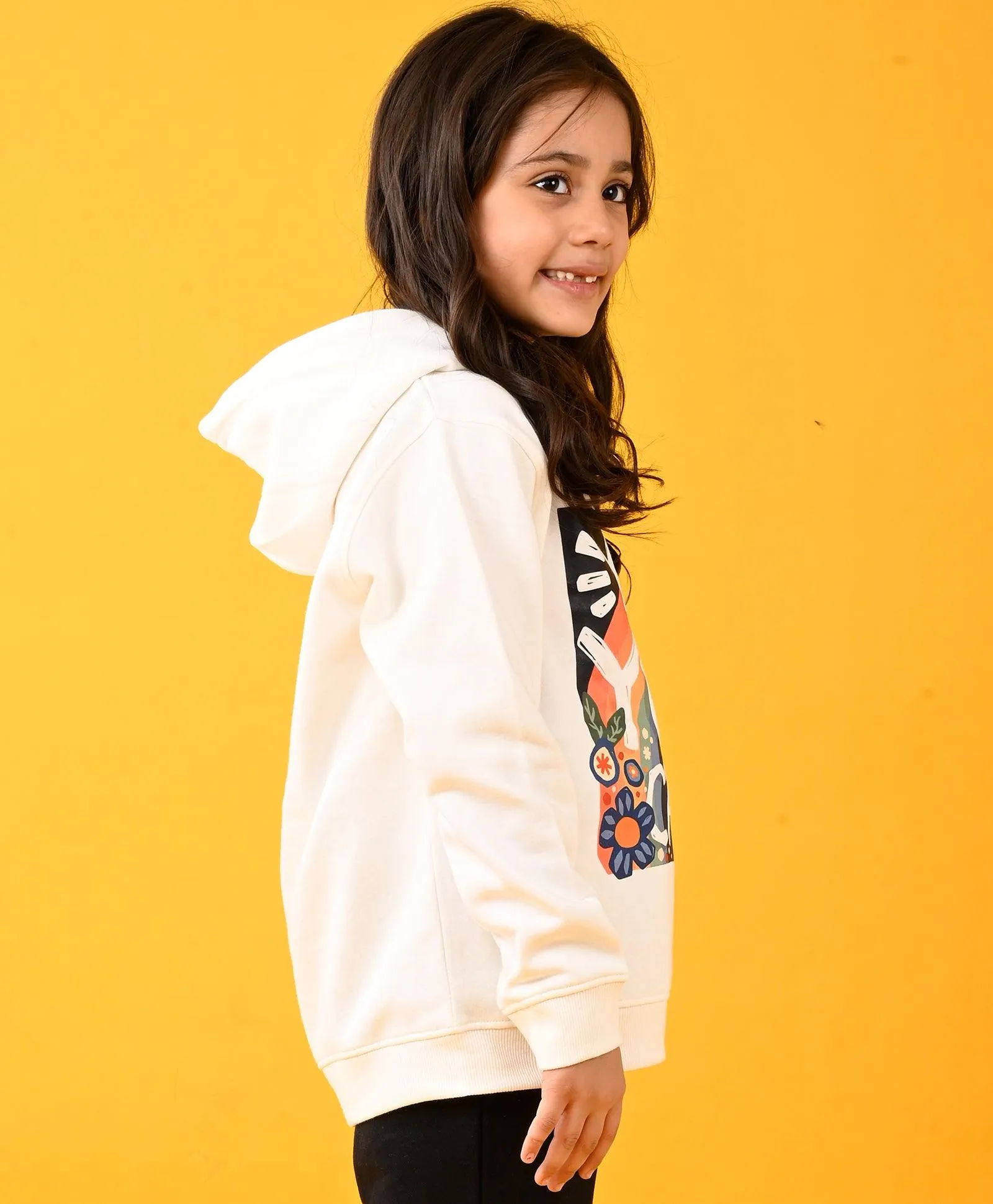YES YOU CAN FLEECE GIRLS HOODIE - WHITE